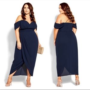 City Chic Entwine Maxi Dress in Navy SZ 16 NWT